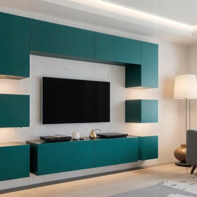 Meblościanka QUADRO CIEMNY SZMARAGD MAT 228cm meble pokojowe do salonu