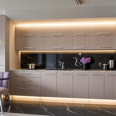 Meble Kuchenne Pure Line 280cm KASZMIR Kuchnia Blat Zestaw Szafki Beż 2,8m