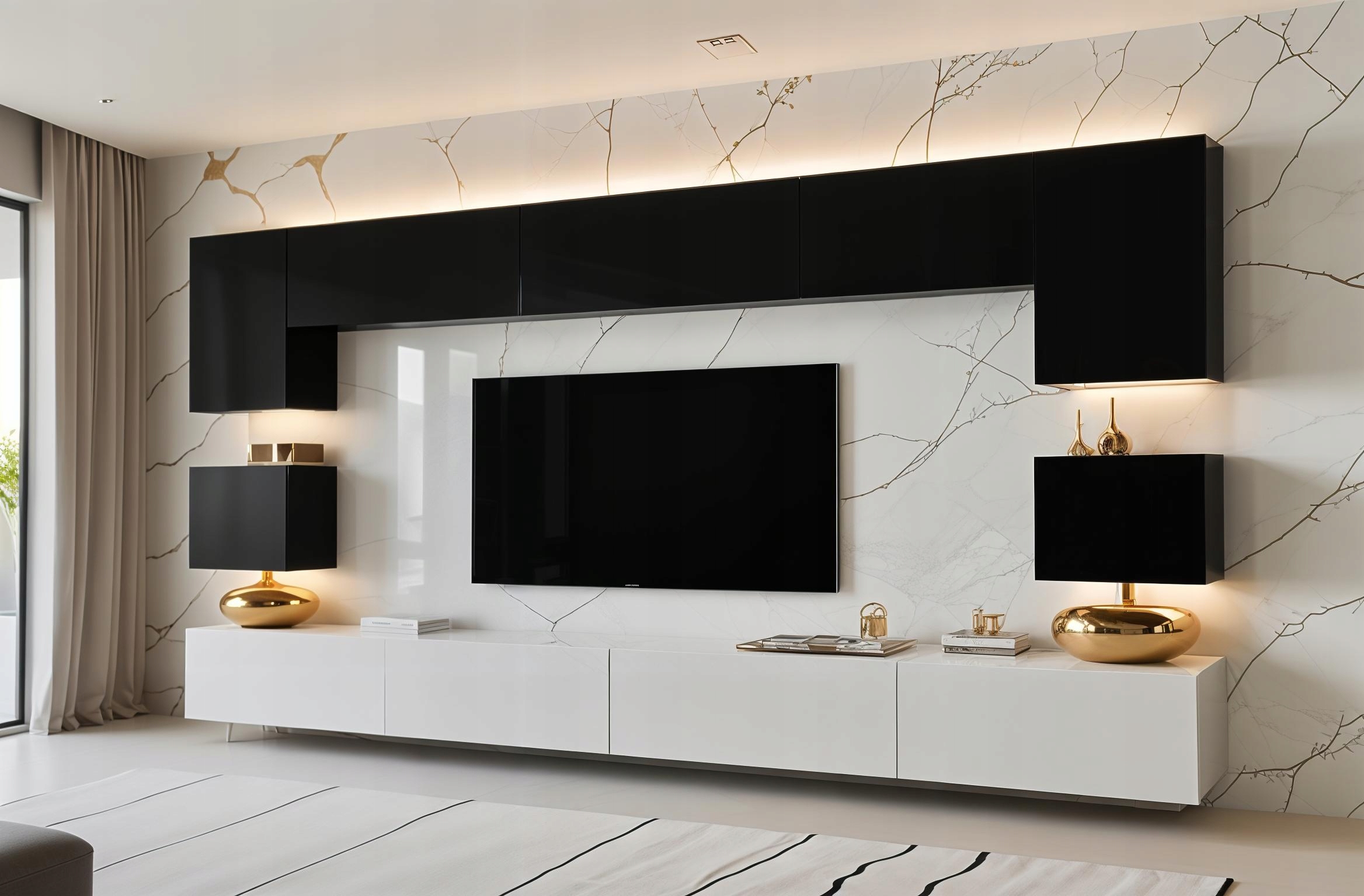 Meblościanka RIVA BIAŁY POŁYSK 308cm meble pokojowe do salonu - obrazek 4