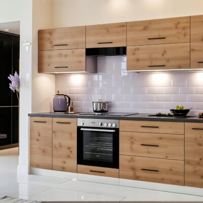 Meble Kuchenne SOPHIE 260cm DĄB WOTAN Kuchnia Blat Szafki 2,6M zestaw