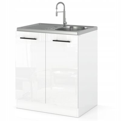 Szafka kuchenna POD ZLEW 60cm BIAŁY POŁYSK dolna stojąca zlewozmywakowa