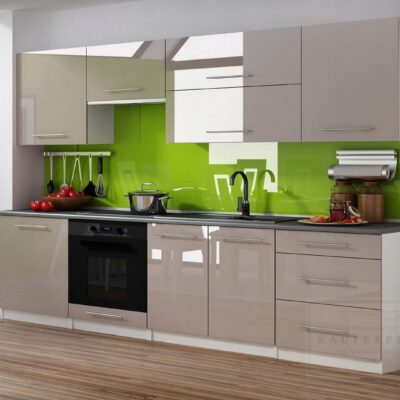 MEBLE KUCHENNE KUCHNIA ZESTAW BLAT LINDA 2,4 M BEŻOWY POŁYSK 240cm MDF