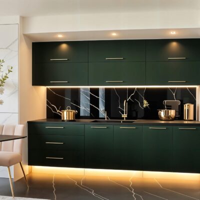 Meble Kuchenne Pure Line 240cm BUTELKOWA ZIELEŃ Kuchnia Blat Szafki 2,4m