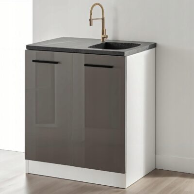 Szafka kuchenna POD ZLEW 60cm SZARY POŁYSK dolna stojąca zlewozmywakowa