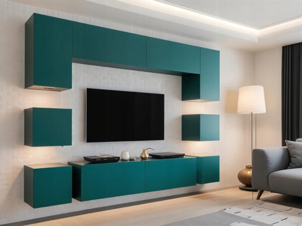 Meblościanka QUADRO Biały połysk/ mat 228cm meble pokojowe do salonu - obrazek 4