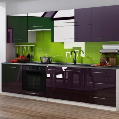 MEBLE KUCHENNE KUCHNIA ZESTAW SZAFKI BLAT LINDA 2,6 M FIOLETOWY POŁYSK MDF