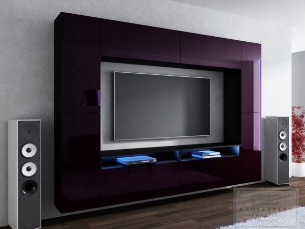 Meblościanka CINEMA Capuccino Połysk /Biały MDF 280cm meble pokojowe salon - obrazek 4