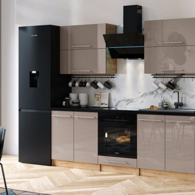 MEBLE KUCHENNE KUCHNIA ZESTAW SZAFKI BLAT EMMA 2,8 M BEŻOWY POŁYSK 280