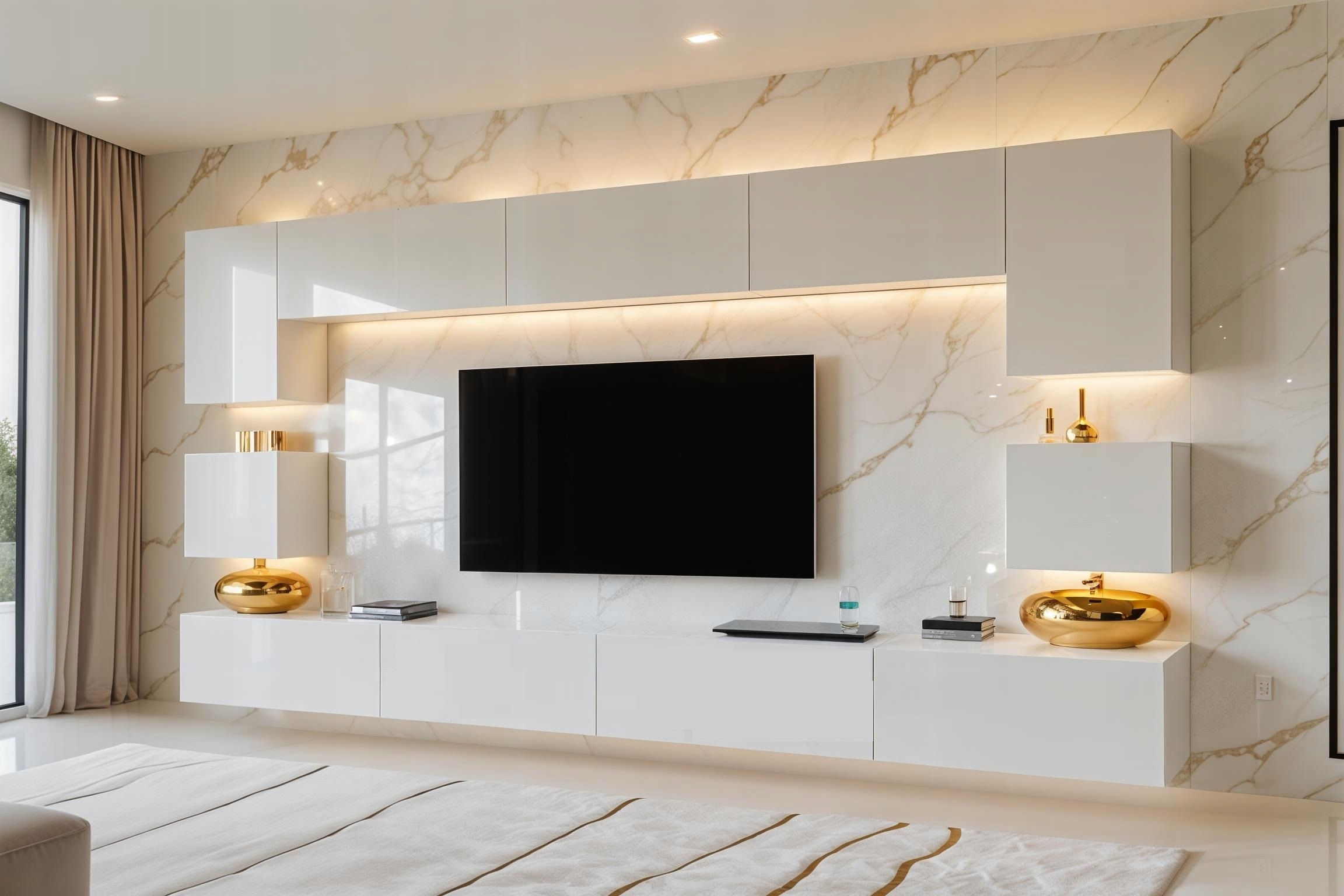 Meblościanka RIVA BIAŁY POŁYSK 308cm meble pokojowe do salonu