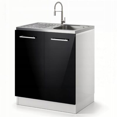 Szafka kuchenna POD ZLEW 60cm CZARNY POŁYSK dolna stojąca zlewozmywakowa