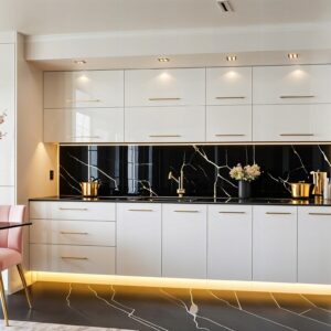 Meble Kuchenne Pure Line 280cm BIAŁY POŁYSK MDF Kuchnia Blat biała 2,8M