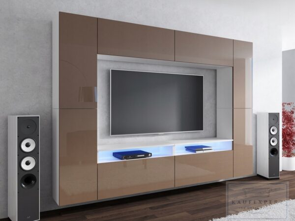 Meblościanka CINEMA Capuccino Połysk /Biały MDF 280cm meble pokojowe salon