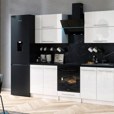 MEBLE KUCHENNE KUCHNIA ZESTAW SZAFKI BLAT EMMA 2,8 M BIAŁY POŁYSK MDF 280