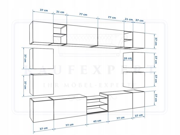 Meblościanka EDGE Fiolet Połysk / czarny 270 cm meble pokojowe do salonu - obrazek 2