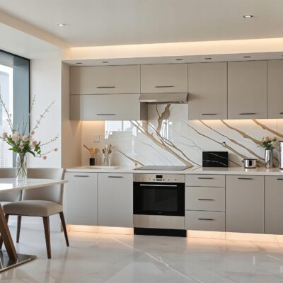 Meble Kuchenne LARA 260cm 2,6M KASZMIR Kuchnia Blat Szafki beż beżowa