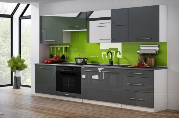 MEBLE KUCHENNE KUCHNIA ZESTAW BLAT LINDA 2,4 M BEŻOWY POŁYSK 240cm MDF - obrazek 2
