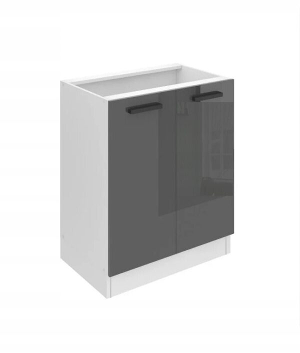 Szafka kuchenna 60cm SZARY POŁYSK MDF 2 drzwi dolna stojąca meble kuchnia