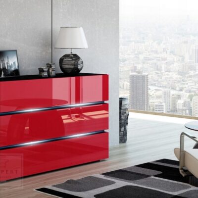 NOWOCZESNA KOMODA SHINE 120CM czerwony połysk/czarny