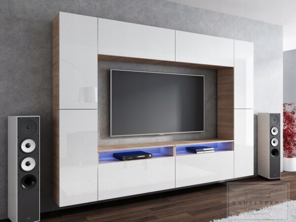 Meblościanka CINEMA Biały Połysk / Biały MDF 280cm meble pokojowe salon - obrazek 2