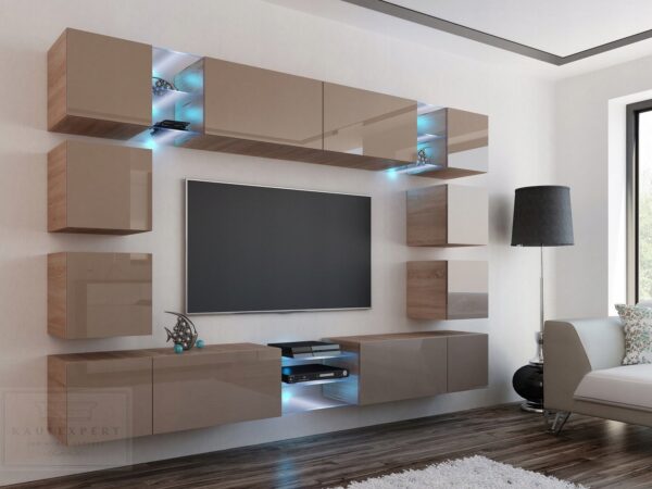 Meblościanka EDGE Fiolet Połysk / czarny 270 cm meble pokojowe do salonu - obrazek 4