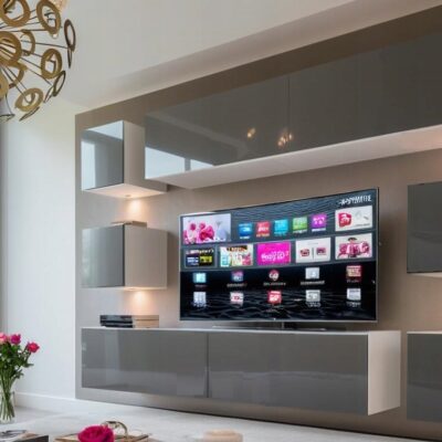 Meblościanka Swirl Szary Połysk /biały MDF 249 cm meble pokojowe do salonu