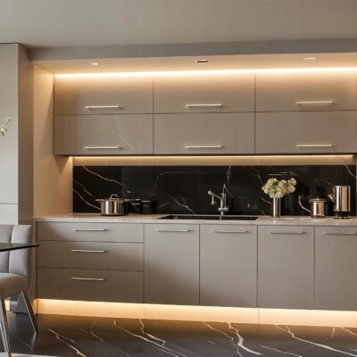 Meble Kuchenne Pure Line 240cm KASZMIR Kuchnia Blat Szafki 2,4m Mat Beż