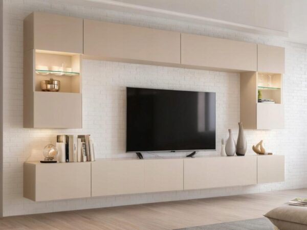 Meblościanka Flow KASZMIR Mat 300 cm meble do salonu oświetlenie LED