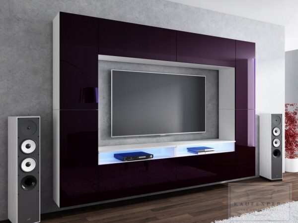 Meblościanka CINEMA Szary Połysk /Biały MDF 280cm meble pokojowe salon - obrazek 3