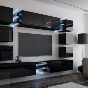 Meblościanka Edge Czarny Połysk 270 cm meble pokojowe do salonu