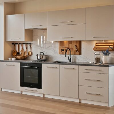 MEBLE KUCHENNE LINDA 260 KASZMIR KUCHNIA ZESTAW SZAFKI BLAT LINDA 2,6 M BEŻ