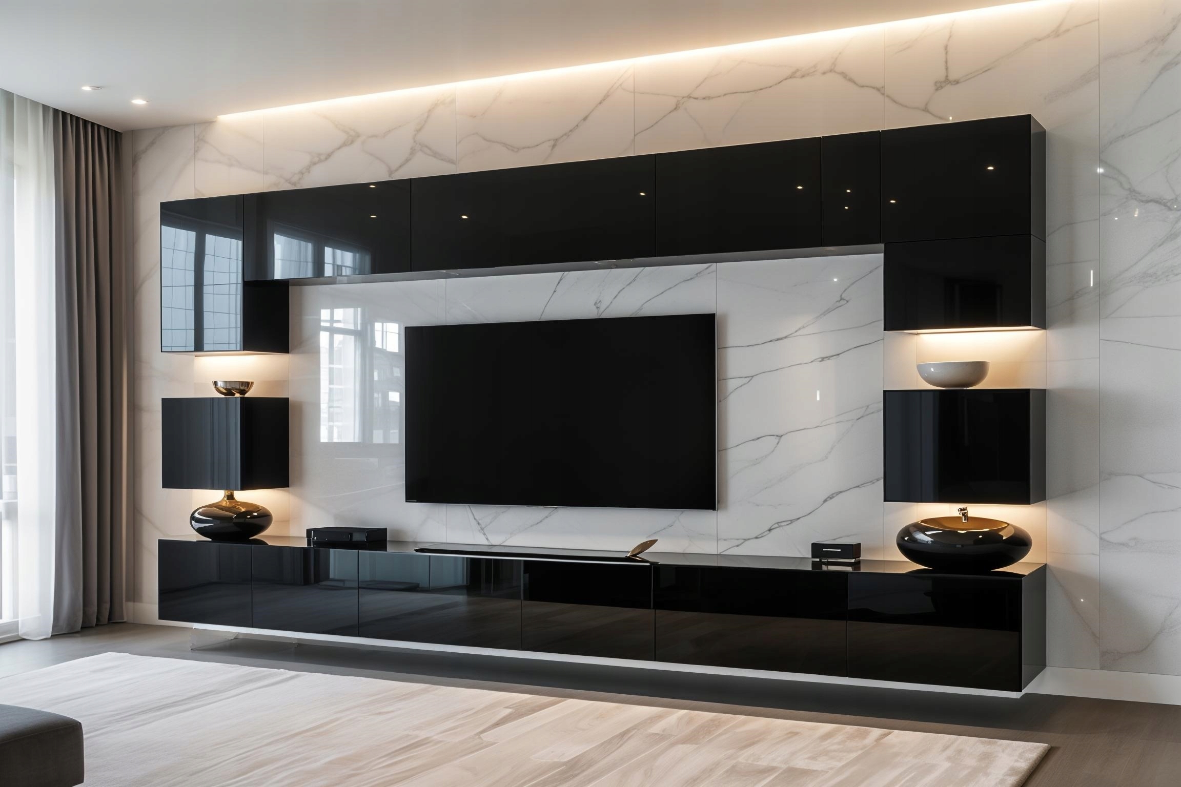 Meblościanka RIVA BIAŁY POŁYSK 308cm meble pokojowe do salonu - obrazek 3