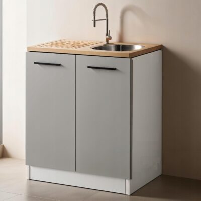 Szafka kuchenna POD ZLEW 60cm SZARY MAT dolna stojąca zlewozmywakowa meble