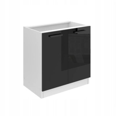 Szafka kuchenna 80cm CZARNY POŁYSK 2 drzwi dolna stojąca meble kuchenne
