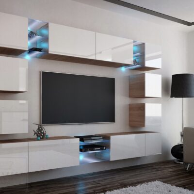 Meblościanka EDGE Biały Połysk /Sonoma 270 cm meble pokojowe do salonu