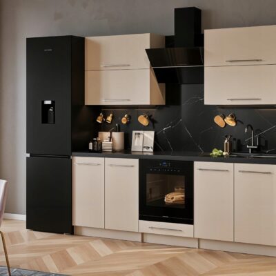 MEBLE KUCHENNE EMMA 280 KASZMIR KUCHNIA SZAFKI BEŻ BLAT EMMA 2,8 M UCHWYTY