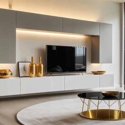 Meblościanka Nicea Szary i biały Mat 300 cm meble pokojowe do salonu