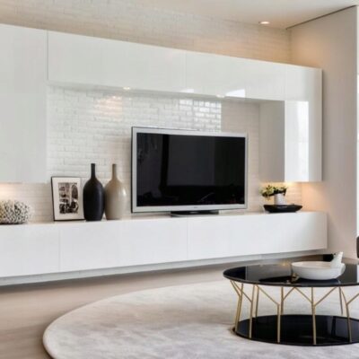 Meblościanka Nicea Biały Połysk / Biały 300 cm meble pokojowe do salonu