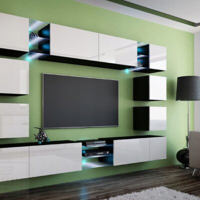 Meblościanka EDGE Biały Połysk /Czarny 270 cm meble pokojowe do salonu