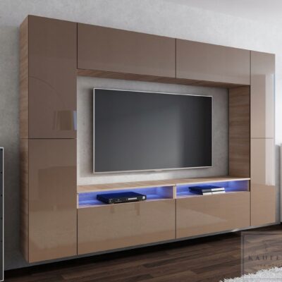 Meblościanka CINEMA Capuccino Połysk /Sonoma MDF 280cm meble pokojowe salon