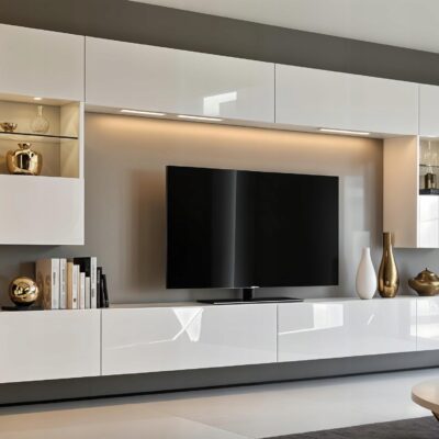 Meblościanka Flow Biały Połysk / Biały 300 cm meble pokojowe do salonu