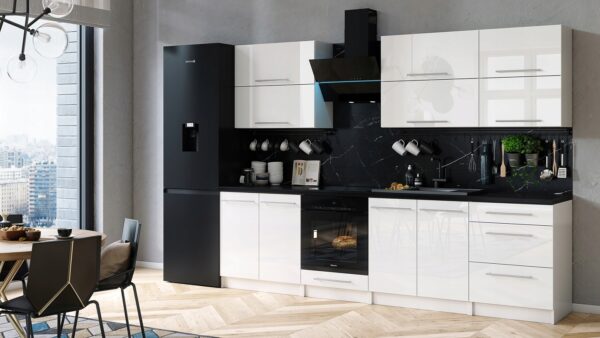 MEBLE KUCHENNE KUCHNIA SZAFKI BLAT EMMA 2,8 M SZARY POŁYSK MDF/DĄB CRAFT - obrazek 3