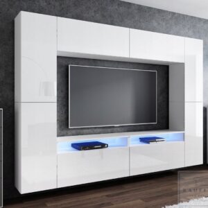 Meblościanka CINEMA Biały Połysk / Biały MDF 280cm meble pokojowe salon
