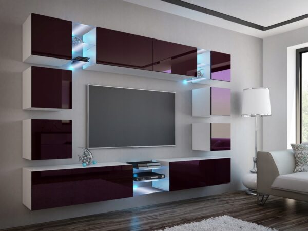 Meblościanka EDGE Fiolet Połysk / czarny 270 cm meble pokojowe do salonu - obrazek 3