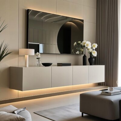 Szafka RTV PARIS KASZMIR MAT 200 cm wisząca meble z oświetleniem LED