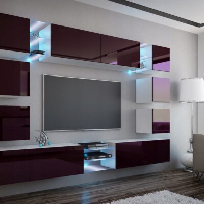 Meblościanka EDGE Fiolet Połysk / biały 270 cm meble pokojowe do salonu