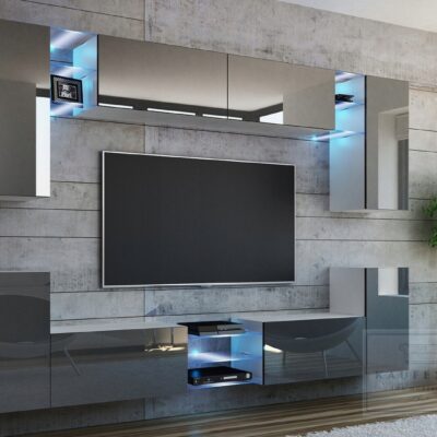 Meblościanka Galaxy Szary Połysk / biały 270 cm meble pokojowe do salonu