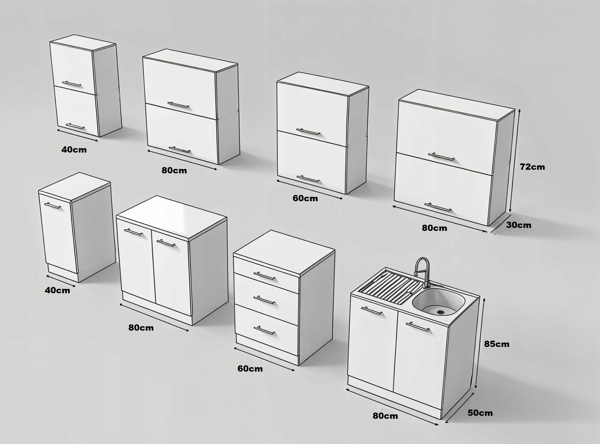 Meble Kuchenne VERO 260cm BIAŁY i CZARNY POŁYSK Kuchnia Blat Szafki 2,6M - obrazek 2